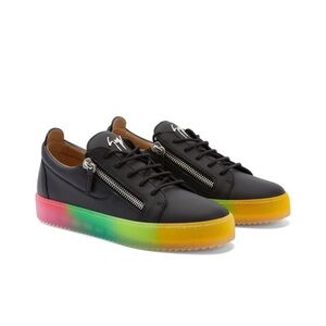 Giuseppe Zanotti Black Sneakers with Multicolor Soles